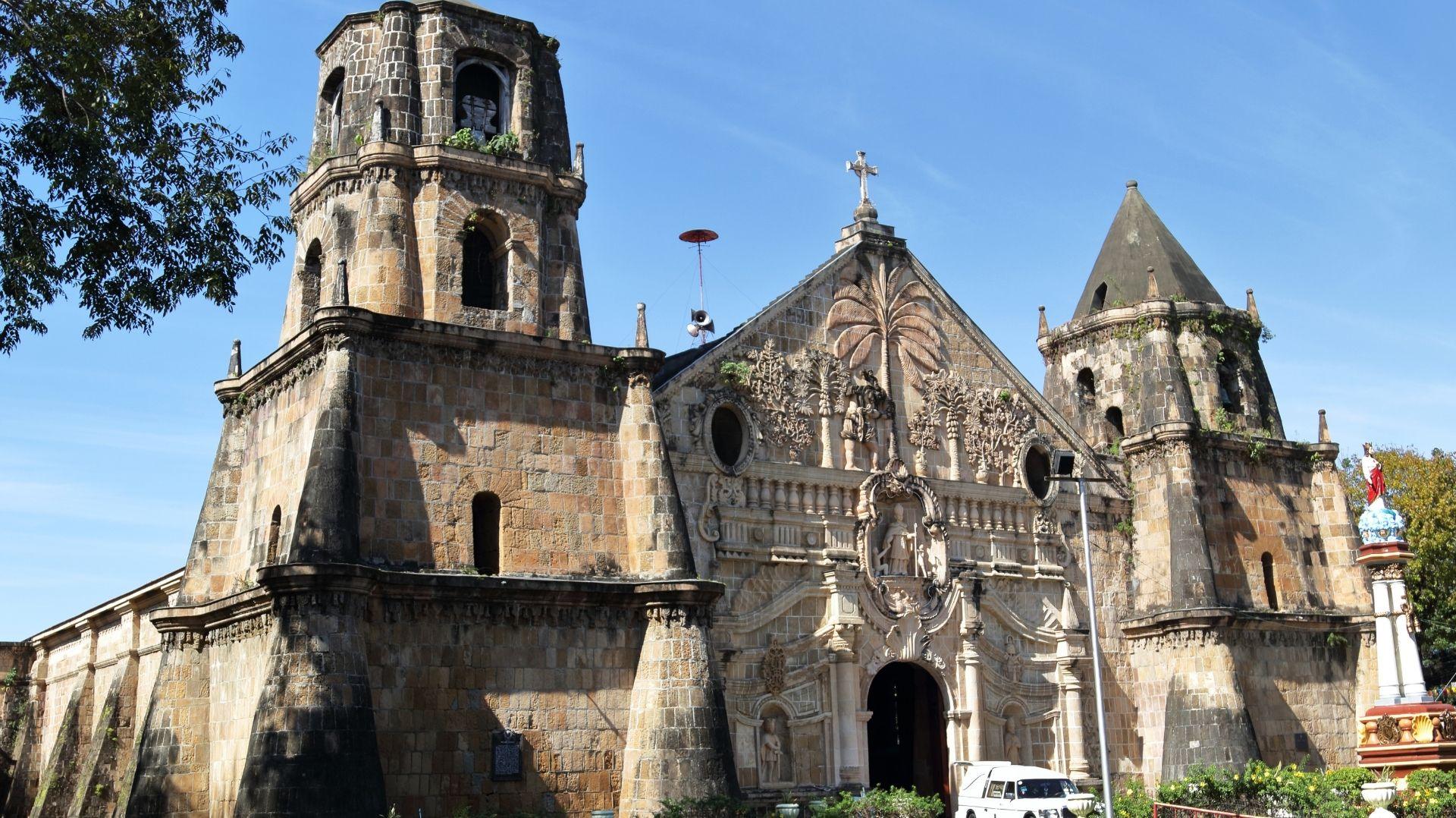 Miag-ao Church in Iloilo, a UNESCO World Heritage Site and historic baroque church in the Philippines